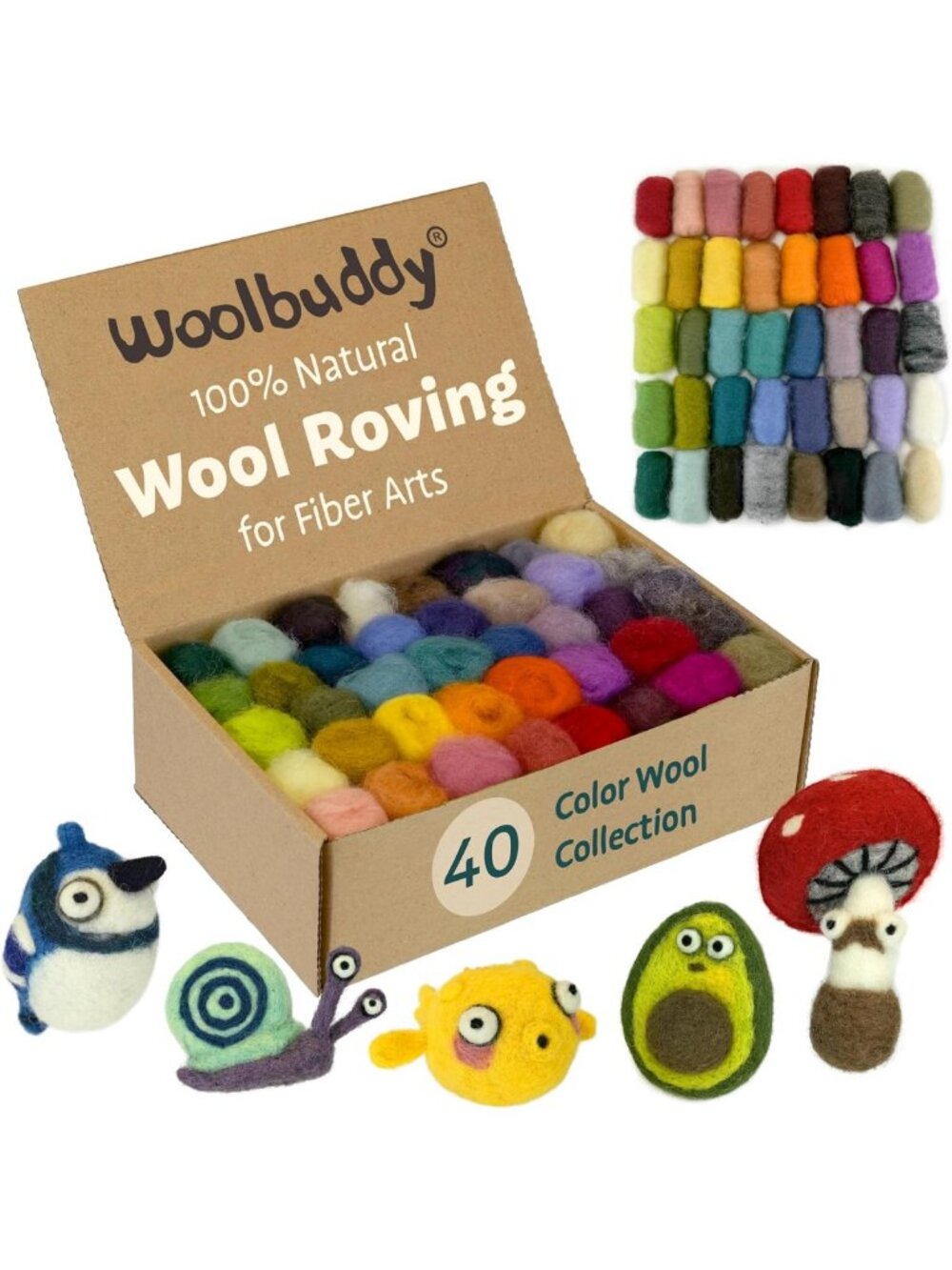 40 Colors Wool Roving Needle Felting Kit for Beginners & Adults - Craft DIY Set